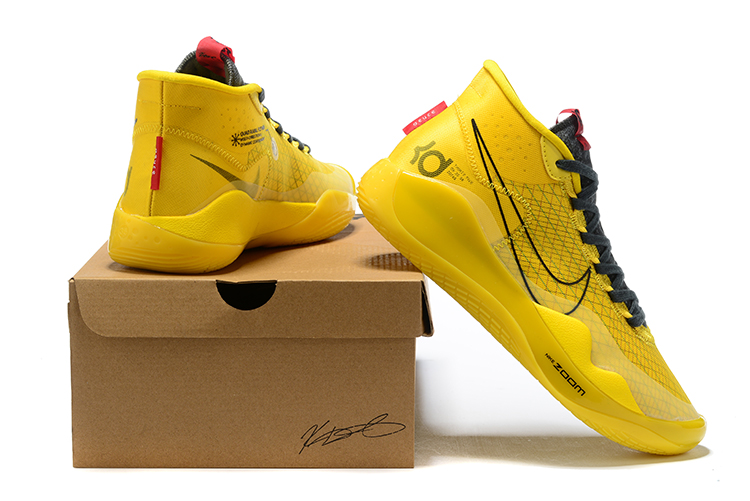 2020 Men Nike Kevin Durant 12 Yellow Black Basketball Shoes - Click Image to Close